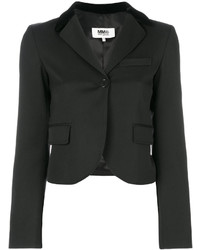 Женский черный шерстяной пиджак от MM6 MAISON MARGIELA