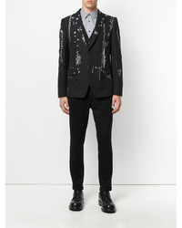 Мужской черный шерстяной пиджак от Alexander McQueen