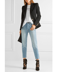 Женский черный шерстяной пиджак от Balmain