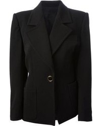 Женский черный шерстяной пиджак