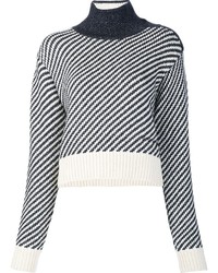 Женский черный шерстяной свитер в горизонтальную полоску от Derek Lam