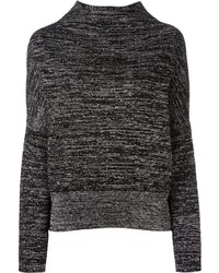 Женский черный шерстяной свитер в горизонтальную полоску от Jil Sander