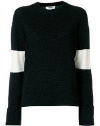 Женский черный шерстяной свитер в горизонтальную полоску от MSGM