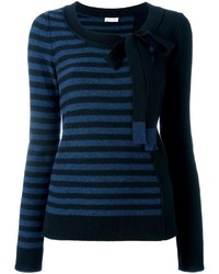 Женский черный шерстяной свитер в горизонтальную полоску от Sonia Rykiel