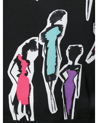 Женский черный шерстяной свитер с вышивкой от Moschino