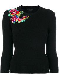Женский черный шерстяной свитер с вышивкой от Ermanno Scervino
