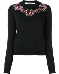 Женский черный шерстяной свитер с вышивкой от Givenchy