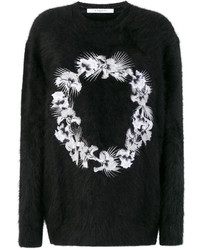 Женский черный шерстяной свитер с вышивкой от Givenchy
