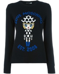 Женский черный шерстяной свитер с принтом от Love Moschino
