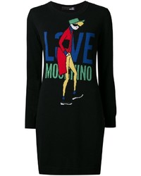 Женский черный шерстяной свитер с принтом от Love Moschino