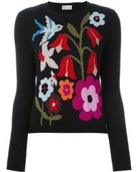 Женский черный шерстяной свитер с принтом от RED Valentino