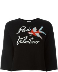 Женский черный шерстяной свитер с принтом от RED Valentino