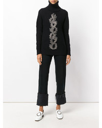 Женский черный шерстяной свитер с украшением от Jo No Fui