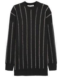 Женский черный шерстяной свитер с украшением от MCQ