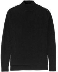 Женский черный шерстяной свитер с украшением от Thierry Mugler