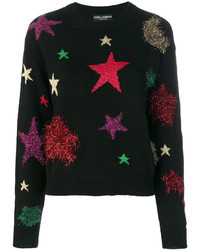 Женский черный шерстяной свитер со звездами от Dolce & Gabbana