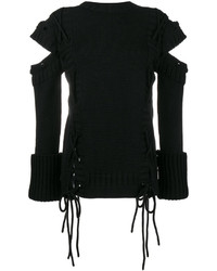Женский черный шерстяной свитер от Alexander McQueen