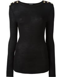 Женский черный шерстяной свитер от Balmain
