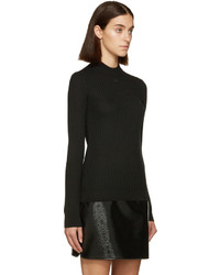 Женский черный шерстяной свитер от Courreges