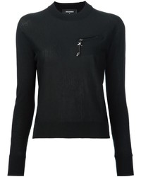 Женский черный шерстяной свитер от Dsquared2