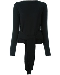 Женский черный шерстяной свитер от MM6 MAISON MARGIELA