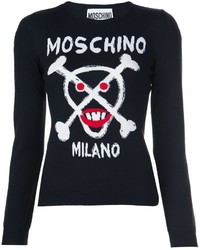 Женский черный шерстяной свитер от Moschino