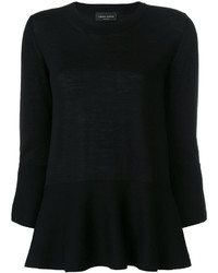 Женский черный шерстяной свитер от Roberto Collina