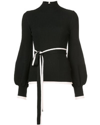 Женский черный шерстяной свитер от Roksanda