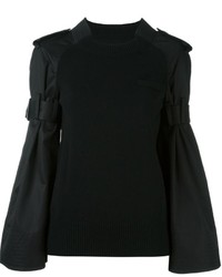 Женский черный шерстяной свитер от Sacai