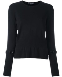 Женский черный шерстяной свитер от Salvatore Ferragamo