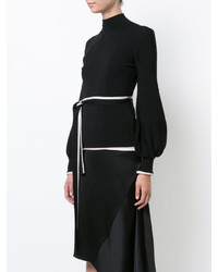 Женский черный шерстяной свитер от Roksanda