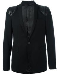 Мужской черный шерстяной стеганый пиджак от Les Hommes