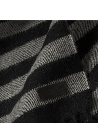 Мужской черный шерстяной шарф в горизонтальную полоску от Saint Laurent