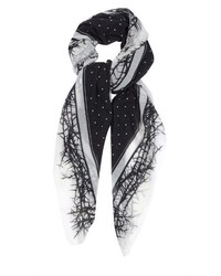 Черный шерстяной шарф в горошек