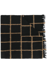 Мужской черный шерстяной шарф в шотландскую клетку от Dondup
