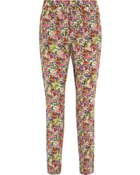 Шелковые брюки-галифе с цветочным принтом