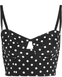 Шелковый укороченный топ в горошек