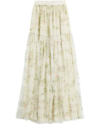 Шифоновая длинная юбка с цветочным принтом
