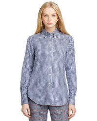 Шифоновая классическая рубашка в клетку