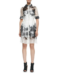 Шифоновое платье-рубашка с цветочным принтом