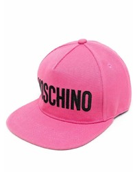 Мужская ярко-розовая бейсболка с принтом от Moschino
