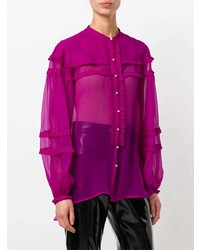 Ярко-розовая блуза на пуговицах с украшением от N°21