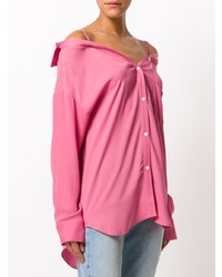 Ярко-розовая блуза на пуговицах от Theory