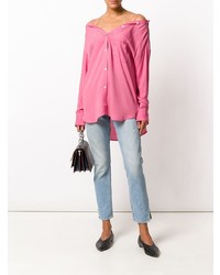 Ярко-розовая блуза на пуговицах от Theory