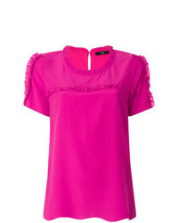 Ярко-розовая блуза с коротким рукавом