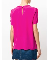 Ярко-розовая блуза с коротким рукавом с рюшами от Steffen Schraut