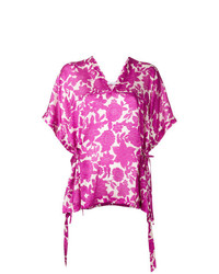 Ярко-розовая блуза с коротким рукавом с цветочным принтом от Christian Wijnants