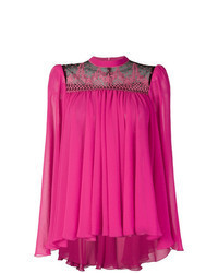 Ярко-розовая блузка с длинным рукавом с вышивкой