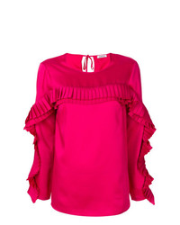 Ярко-розовая блузка с длинным рукавом со складками от P.A.R.O.S.H.