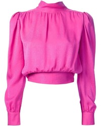 Ярко-розовая блузка с длинным рукавом от Saint Laurent